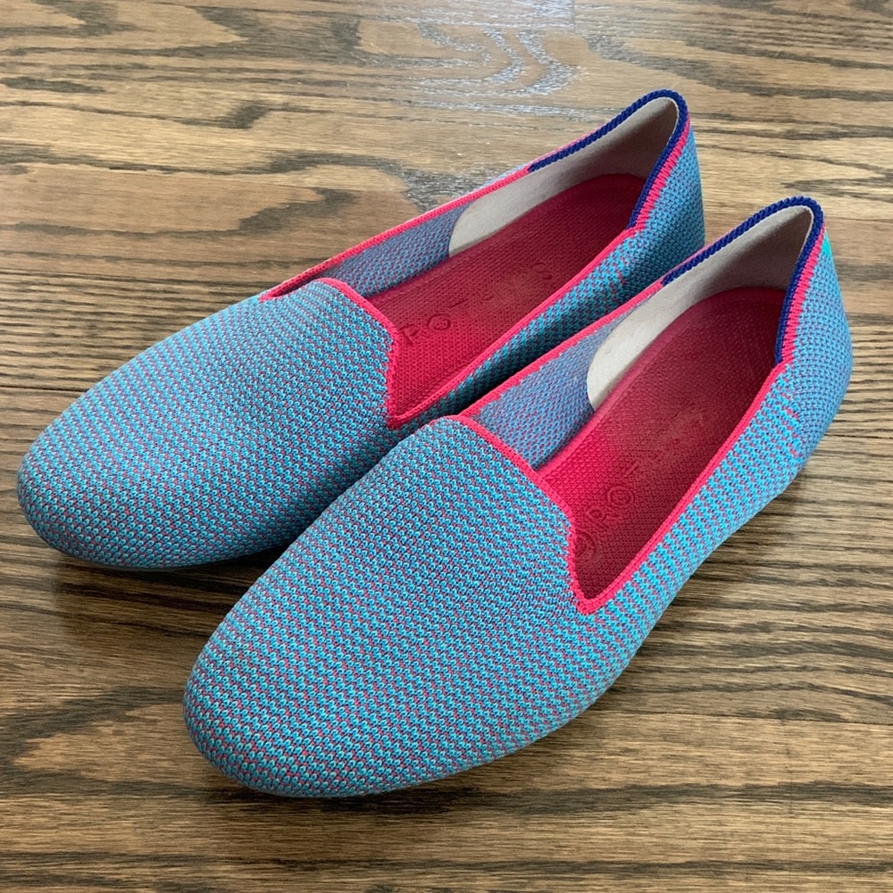 Rothy’s Bluebell Triple Stitch Blue Pink Women's Slip-On Loafers